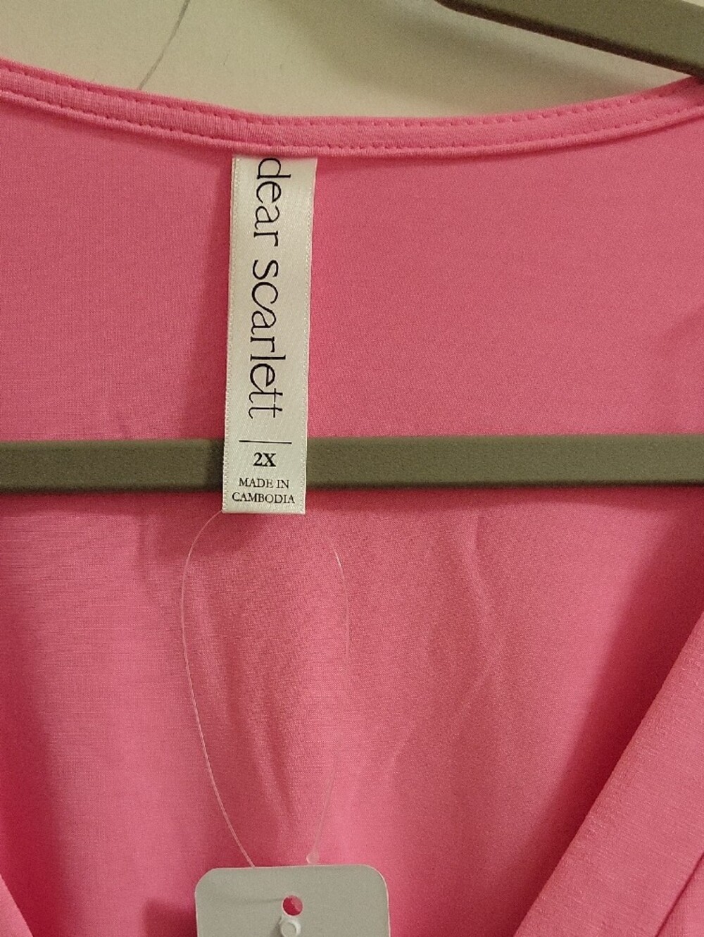 Dear Scarlett Bright Pink V-Neck Babydoll Cap Sleep Top Size 2x - Picture 2 of 5